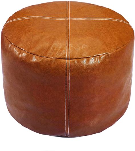 Faux Leather Ottoman Pouf